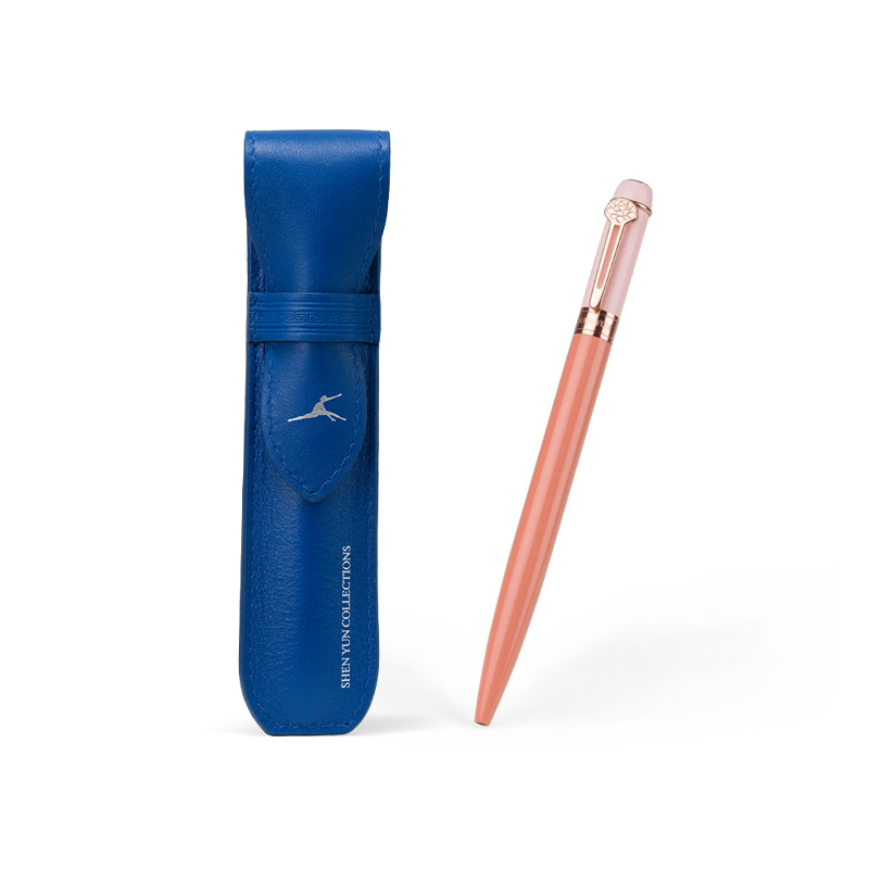 商品組合-大唐仕女筆-粉＋經典皮革筆套-藍